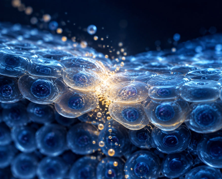 Skin cells knitting back together as the skin barrier repairs